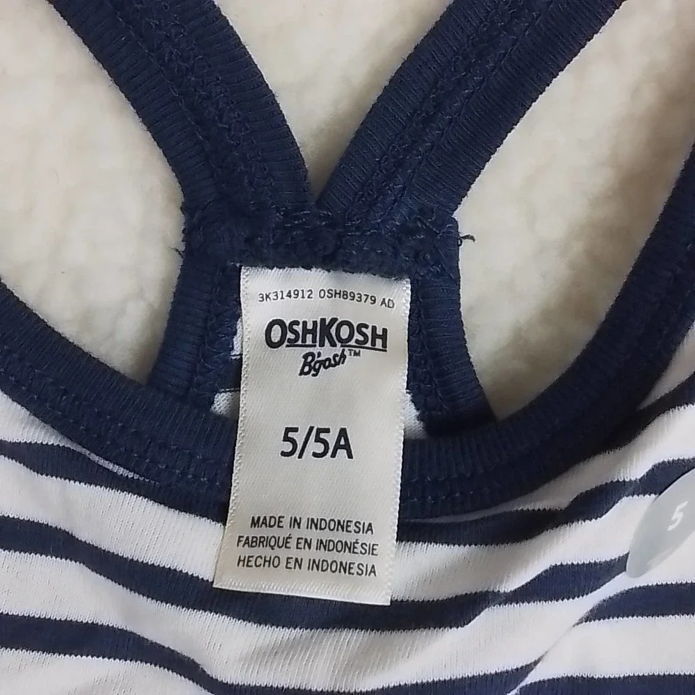 OshKosh Cotton RacerBack Tank Girl's‎ Size 5 in navy white stripes